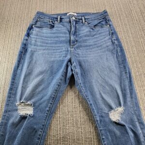 LOFT The Skinny Jeans‎ Womens 12 Blue Medium Wash Distressed Stretch Denim